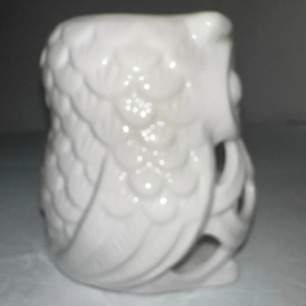 Owl‎ Floral Container Tea light holder 5 inches tall White Cute 99intl